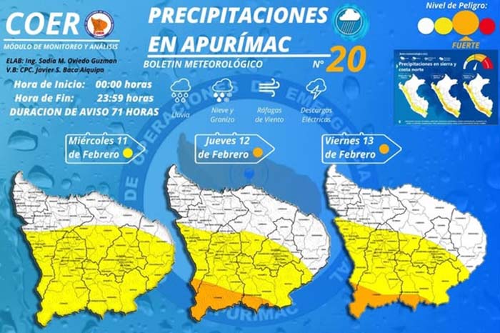 Alertan precipitaciones intensas y ráfagas de viento del 11 al 13 febrero 
